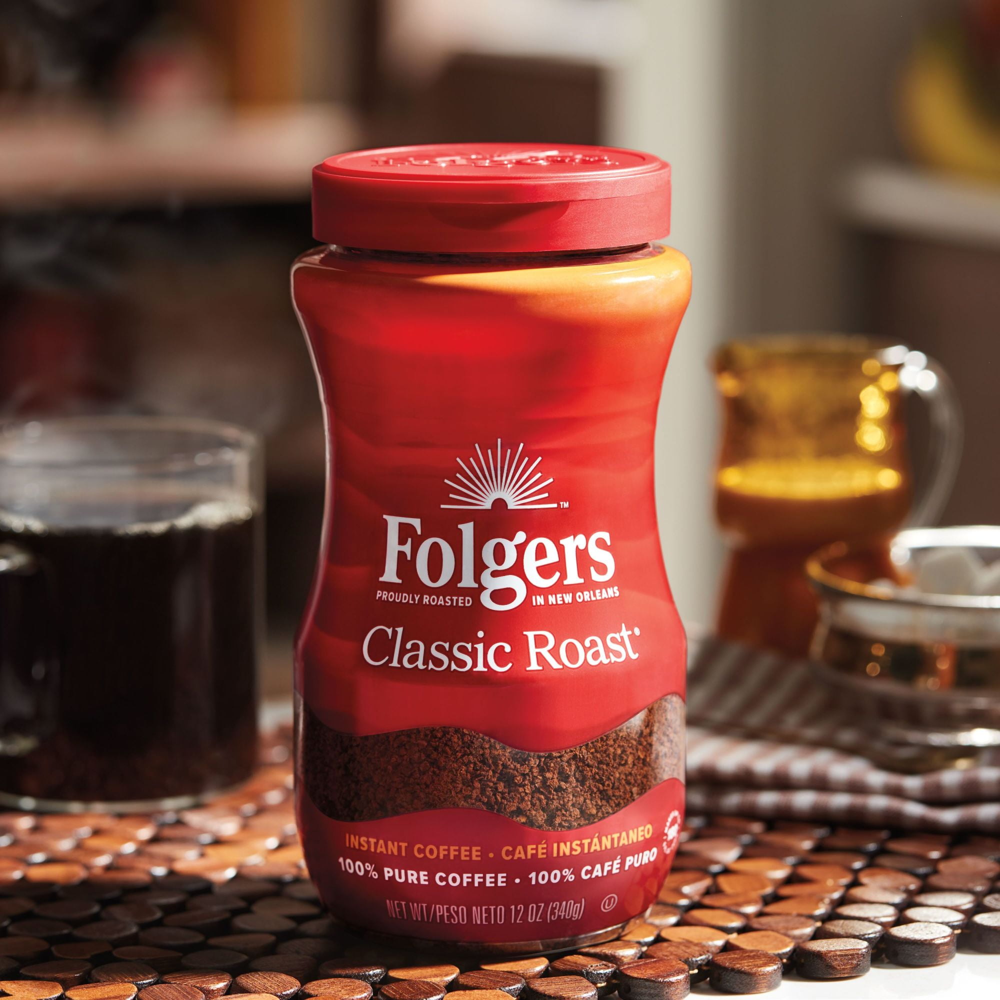 (3 Pack) Folgers Classic Roast Instant Coffee, 12-Ounce Jar - Walmart.com