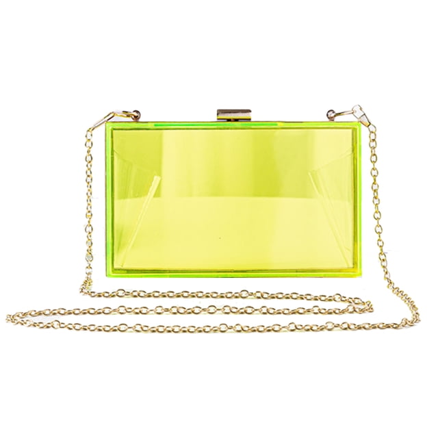 Bolsos de mujer de acrílico, bolso bandolera tridimensional transparente amarillo