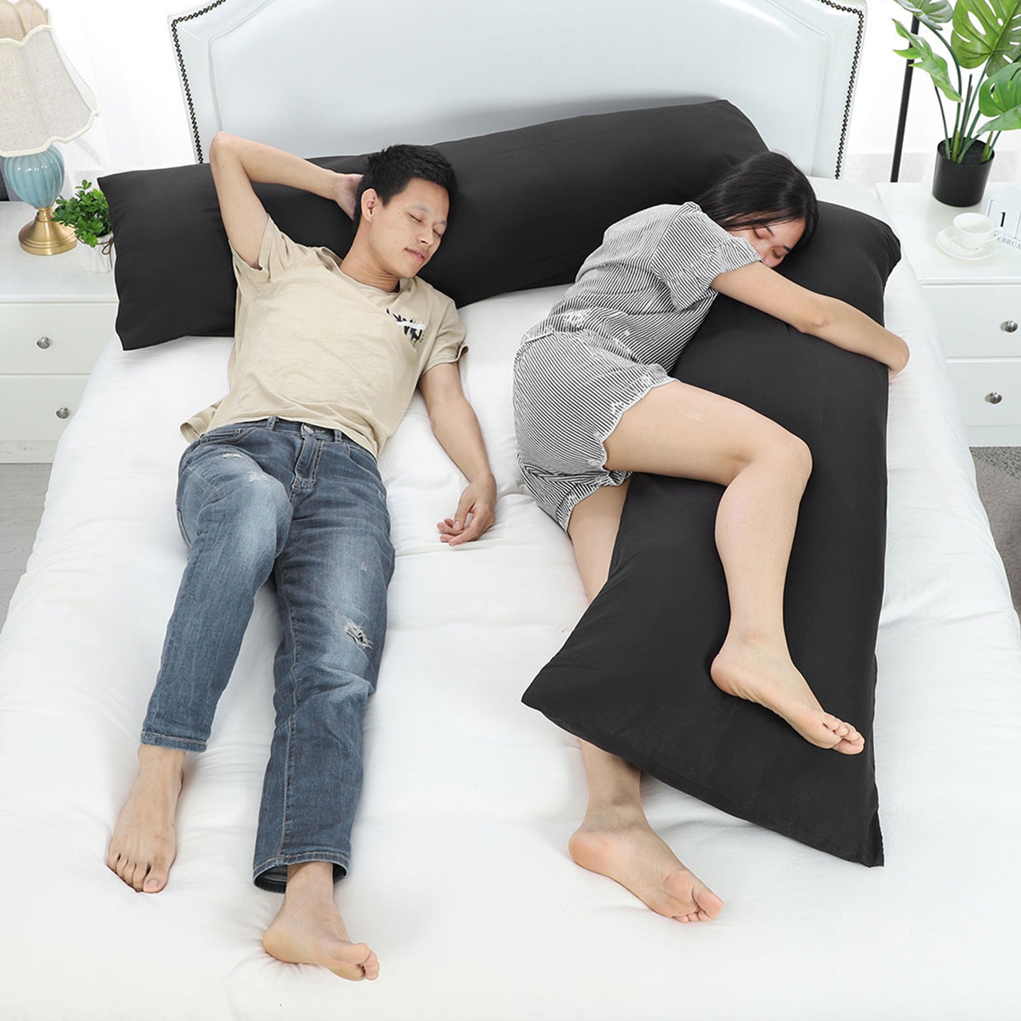 Set of 2 Body Pillow Cover Long Soft Pillow Case for Body Pillows Black