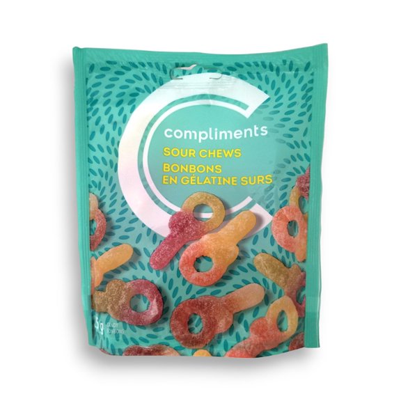 Compliments Sour Chews Candy, 125g/4.4 oz. Bag