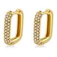 thumbnail image 1 of XZNGL Copper Inlaid Zircon Square Ear Buckle Ins Same Style Fashionable Geometric Ear Ring, 1 of 9