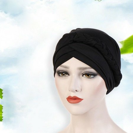 KABOER New Style Muslim Milk Silk Head Scarf Women Turban Cap Black Hat Braid Stock