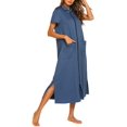 thumbnail image 3 of Robe à Fermeture Éclair pour Femmes Manches Courtes Robe de Maison Longueur Complète avec Poches S-TTG, 3 of 7