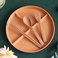 thumbnail image 4 of Ckraxd Dividing Plate Set with Spoon Fork Chopsticks - Functional Fiber Tableware for Organized Dining, Microwave Safe, Easy to Handle, 4 of 5