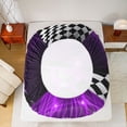 thumbnail image 5 of Homewish Purple Chic Automobile Queen Sheet Sets, Modern Checkered Flag Flat Sheet, Extreme Sports Lover Queen Fitted Sheet, Breathable Home Decor, 4pcs, 5 of 7