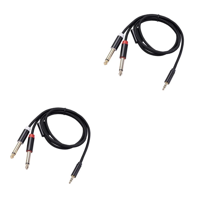 Cable de audio Cateissary adaptador de enchufe chapado en oro doble aleación de aluminio 2M 2Conjunto