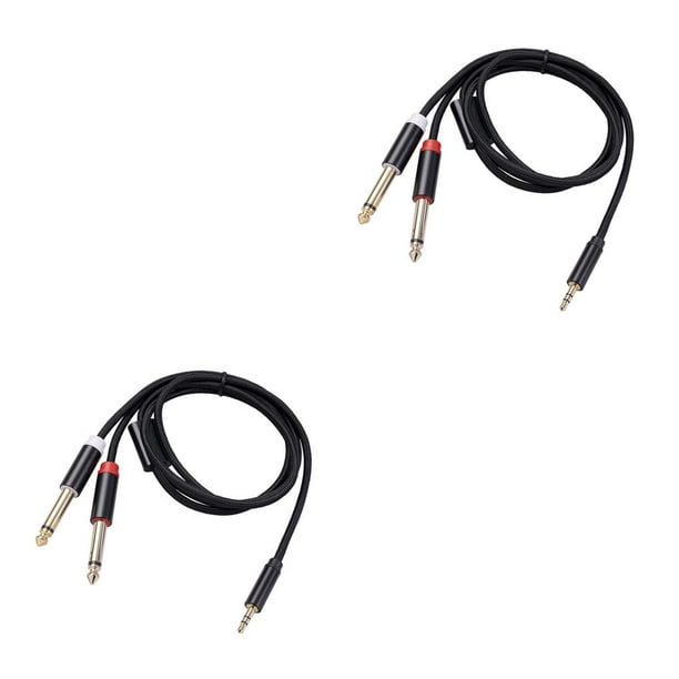 Cable de audio Cateissary adaptador de enchufe chapado en oro doble aleación de aluminio 2M 2Conjunto