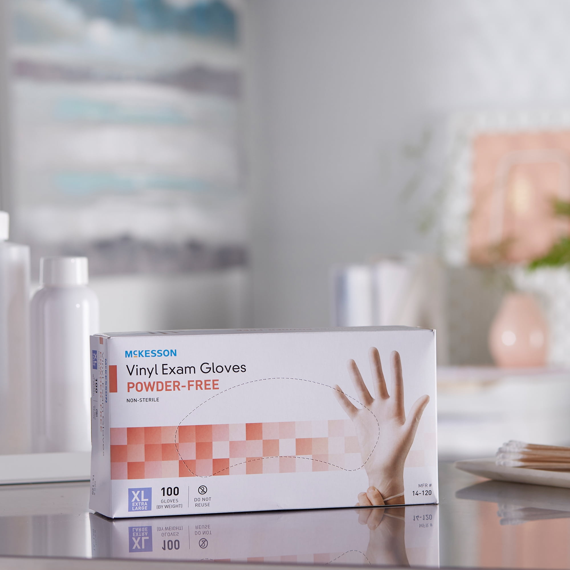 McKesson Vinyl Exam Gloves, Powder-Free, Disposable Medical Glove - XL, 100 Count, 10 Boxes, 1000 Total
