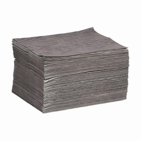 Sorbent Pad, 24 gal, 15 in x 19 in, Universal, Gray, Polypropylene