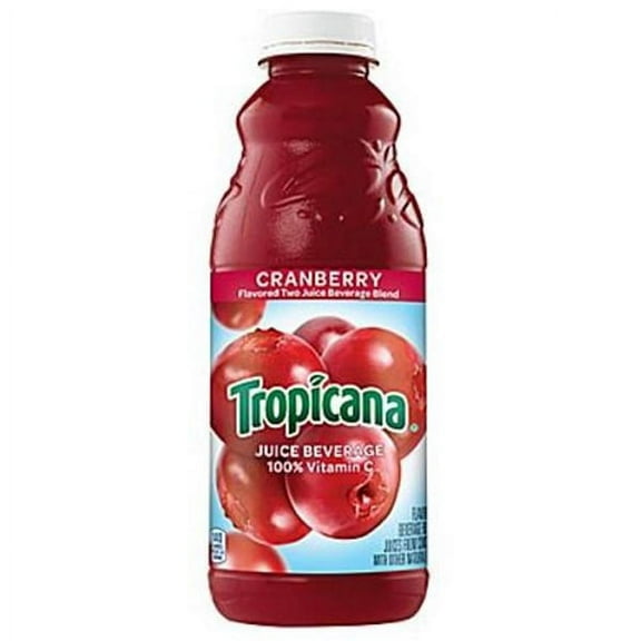 Tropicana Cranberry Juice Beverage 32 oz Plastic Bottles - Pack of 12