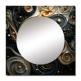 thumbnail image 2 of Designart "Abstract Liquid Gold Spiral Swirls Dynamics" Abstract Spirals Square Mirror Wall Decor Transitional - Large Gold Square Bathroom Mirror - Square Printed Wall Mirror Art, 2 of 5