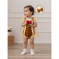 thumbnail image 6 of Miaouyo 0-18 Months Infant Baby Girl Christmas Fall Rompers Gingerbread Man Flying Sleeve Romper Dress Bow Headband Set for Holiday Daily Wear, 6 of 9