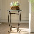 thumbnail image 2 of Topbuy Outdoor Plant Stand Top Round Accent Steel Table Garden Green, 2 of 8
