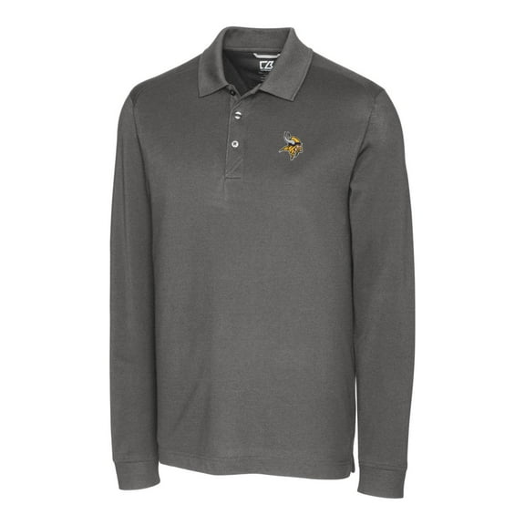 Men's Cutter & Buck Gray Minnesota Vikings Advantage Long Sleeve Polo