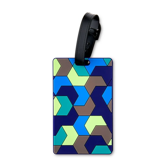 Protege Geometric Pattern Luggage Tag with Identification Card for Travel, Multicolor