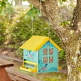 thumbnail image 3 of The Pioneer Woman Bird Ogee Metal Squirrel Proof Hopper Bird Feeder 5.5QT , Teal Yellow, 3 of 9