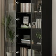 thumbnail image 4 of KULAGAGA 4-Tier Bookcase Display Cabinet, Tall Bookshelf Storage Cabinet with Glass Doors and LED Light for Living Room, Office, Dining Room, Black, 4 of 8