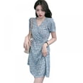 thumbnail image 1 of Femmes Été V-Cou Robe à Imprimé Floral Mode Frais Style Dames Manches Courtes Rétro Gilets, 1 of 9