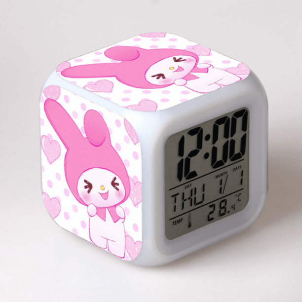 HANNTAOO Reloj despertador LED con diseño de melodía, creativo, para escritorio, mesa, reloj digital electrónico brillante y colorido para adultos, niñas, niños y niños, juguete para regalo de