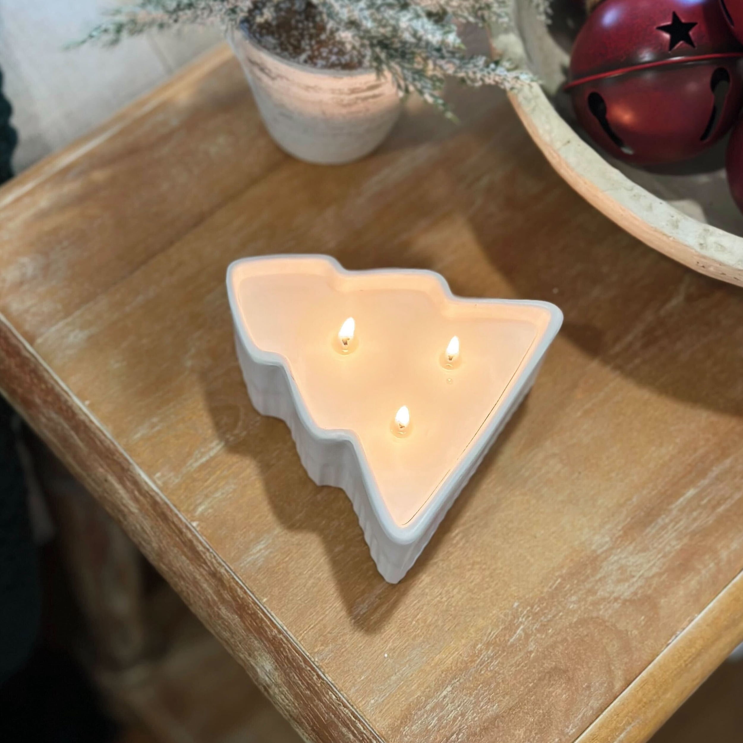 Better Homes & Gardens Cashmere Teak Scented 3 Wick Ceramic Tree Dish Candle 10oz