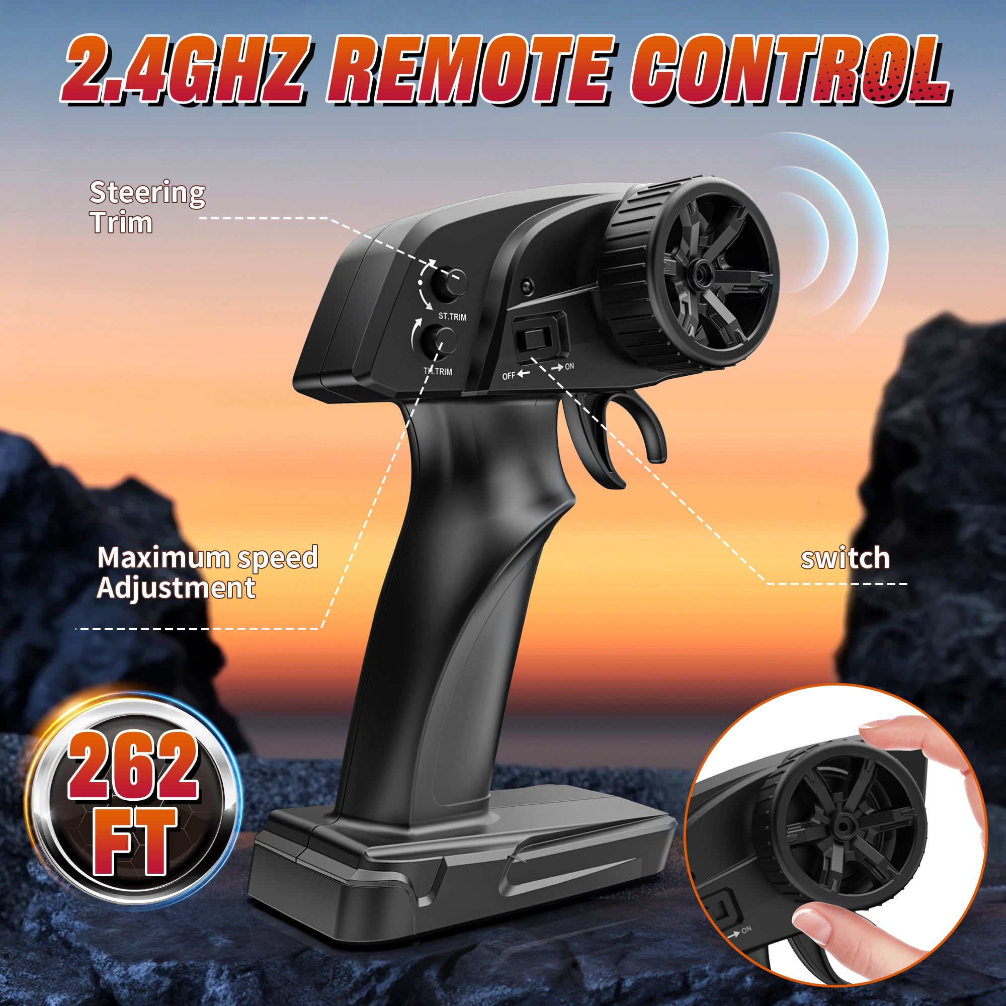 RC Car, 1:16 Scale Remote Control Monster Truck, 4WD Electric Vehicle with 2.4 GHz Remote Toys, 30 MPH RC Cars with LED Bodylight and 2 Batteries for Boys Girls