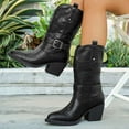 thumbnail image 6 of SACFOF Women's Cowboy Boots Pull On Cowgirl Booties Pointed Toe Low Chunky Heel Classic Short, 6 of 7