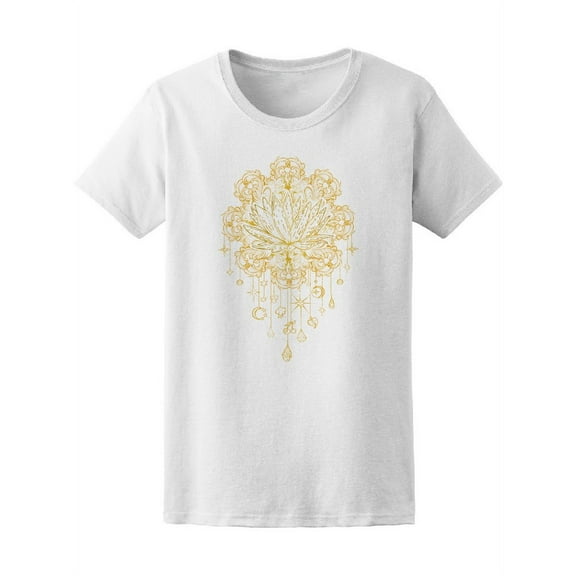 Golden Lotus Diamonds Gemstones T-Shirt Women -Image by Shutterstock, Female Large