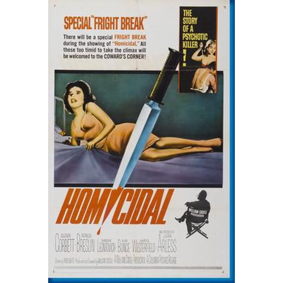 Homicidal Movie Poster Art Poster 24x36 Unframed, Age: Adults, Rectangle Best Posters