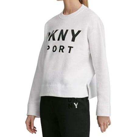 DKNY Womens Lacquer Logo Fleece Top