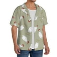thumbnail image 2 of Uemuo Funny Chicken Pattern Cotton Linen Short Sleeve Shirts,Casual Lightweight Button Down Shirts,Vacation Beach Summer Tops-XX-Large, 2 of 7
