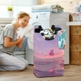 thumbnail image 6 of Foldable Laundry Hamper Bag with Handles Dirty Clothes Basket 12.6" x 11" x 22.7" Pink Butterflies Flying, 6 of 7