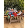 thumbnail image 3 of Outdoor Tablecloth with Umbrella Hole for Patio/Picnic/Party/Camping, Spring Flowers Waterproof Table Cloth Rectangle Table Cover Washable, Watercolor Farmhouse Colorful Wooden Grain (60"x 120"), 3 of 8