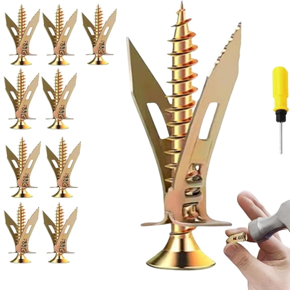 Drywall Expansion Anchors   High Strength Zinc Screws Kit,Self Drilling Drywall Anchors with Screws Kit, No Drill or Holes in Wall,for Wall Hanging,Cabinets,Holds up to 80lb (12 * 30 Tube,10Pcs)