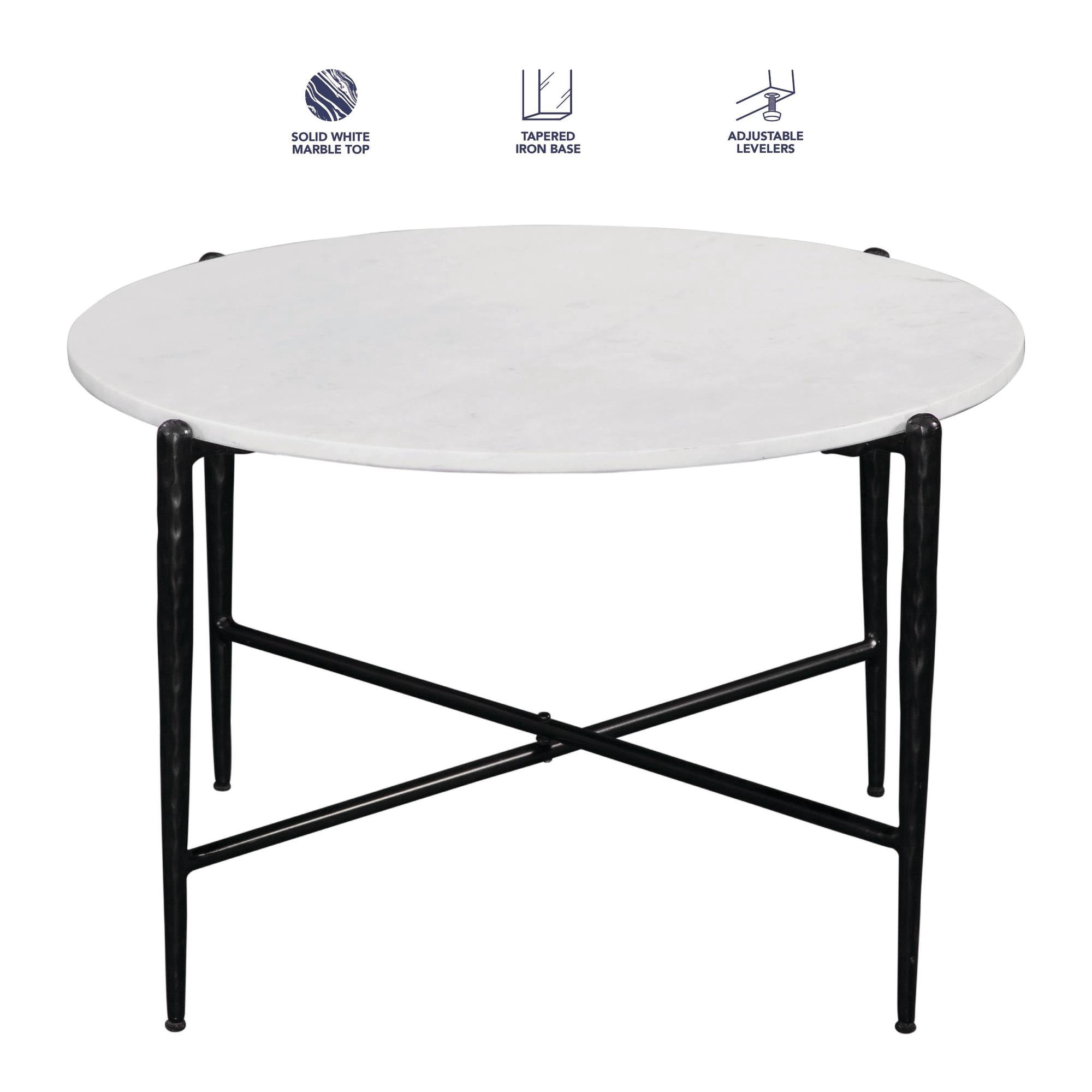Steve Silver Loxie Marble Top Round Coffee Table, White
