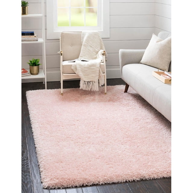 Rugs.com Infinity Collection Solid Shag Area Rug 2' x 3' Pink Lace Shag Rug Perfect for Living Rooms, Large Dining Rooms, Open Floorplans