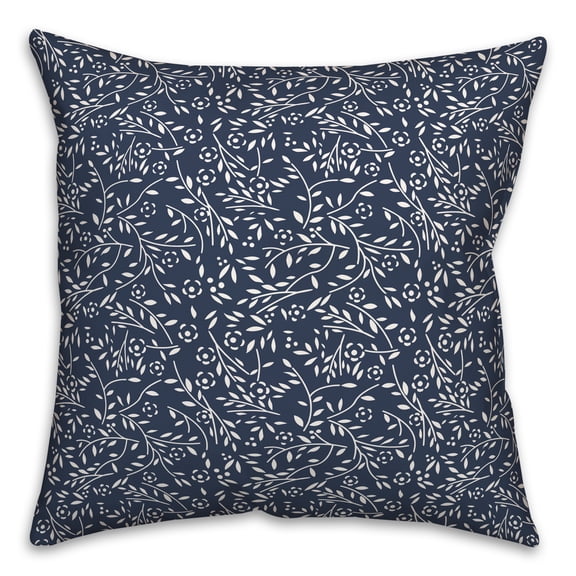Creative Products Blue Floral Pattern 18x18 Indoor / Outdoor Pillow