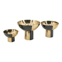 CC Home Furnishings Two Toned Aluminum Bowls - 9.75" - Brass Finish and Black - Set of 3