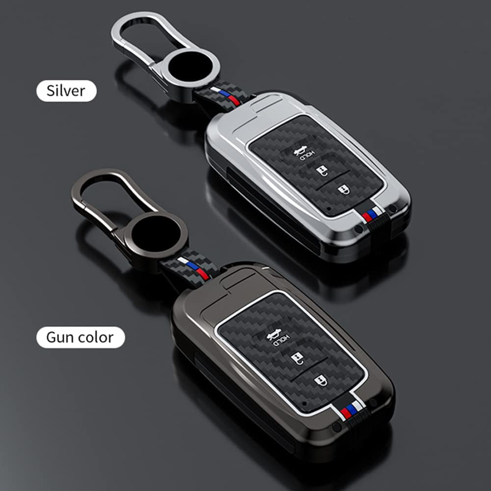 Zinc Alloy Keyless Entry Key Fob Cover Compatible for Toyota Highlander Avalon Camry Corolla RAV4 2017-2019 Case Protector 4 Buttons