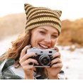 thumbnail image 5 of Gorro de Punto para Mujer - Gorro con Orejas de Gato Beige Gorro de Punto elástico cálido para Gorro de esquí de Invierno para niñas adultas, 5 of 5
