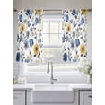 thumbnail image 5 of Yellow Blue Floral Sheer Curtains 45 inches Long 2 Panels Set Vintage Leaf Tiers Sheers Rod Pocket Small Window Short Curtains for Kitchen Cafe, Each 52" W x 45" L, 5 of 7