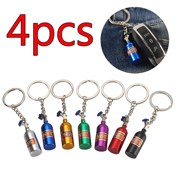 DESIGNICE Portable Key Rings Keychain Mini Nitrous Oxide Bottle Keyring Stash Pill Box Storage Interior Car Accessories Auto Accessory, 4PCS