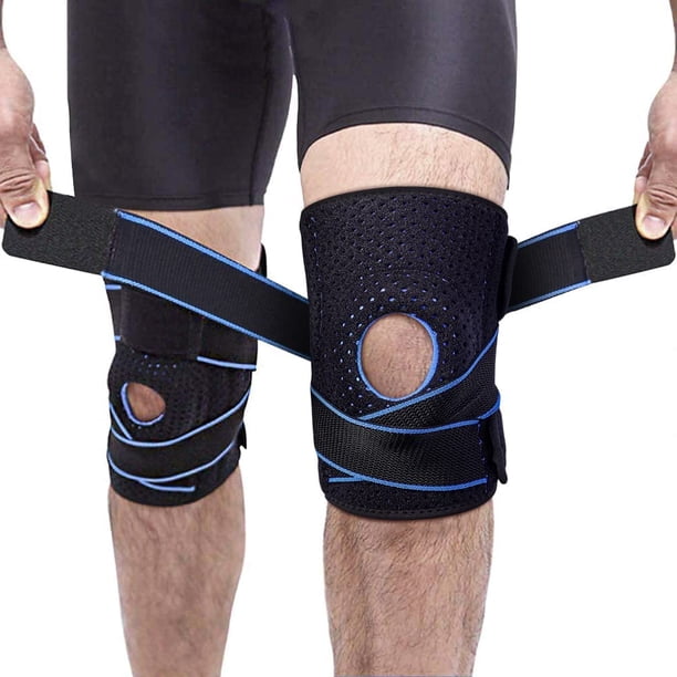 CHAO Azul, Rodillera Deportiva 2 Paquetes, Soporte Ajustable para Rodilla y Ligamentos con Estabilizadores Laterales y Almohadillas de Gel para Correr, Entrenar, Baloncesto, Voleibol, Correr, Fútbol,