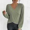 thumbnail image 3 of STETMN Women's Wrap Sweater Crop Long Sleeve Knit Tops V Neck Trendy Cozy Knitwear Shirt, 3 of 8