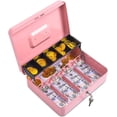 thumbnail image 1 of Cash Box with Lock and Money Tray Durable Metal Large Money Box .&#L x .&#W x .&#H Compartment Tray Spring Loaded Come with Key, 1 of 7