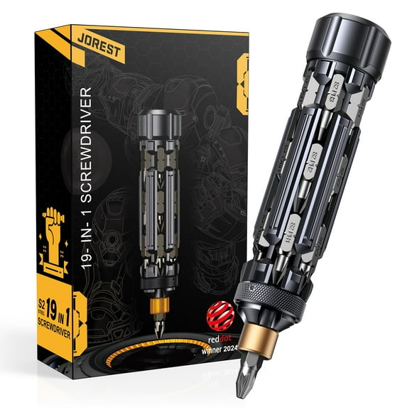 JOREST 19 in 1 EDC Multi Bit Screwdriver Set Tool All in One, Cool Tool Gifts for Men Dad Him, Magnetic Screw Driver with Torx Phillips Slotted, Pocke