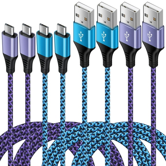 Micro Cable,Micro USB Cable,6ft 4 Pack AILKIN Android Charging Cable Nylon Braided High Speed Fast Charging Cord USB Charger Android Micro Cables 6ft Charge&Sync for Samsung Galaxy
