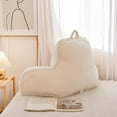 thumbnail image 5 of Faux Fur Reading Pillow Bed Wedge Large Adult Children Backrest with Arms Back Support for Sitting Up in Bed Couch for Bedrest Ivory Large, 5 of 5