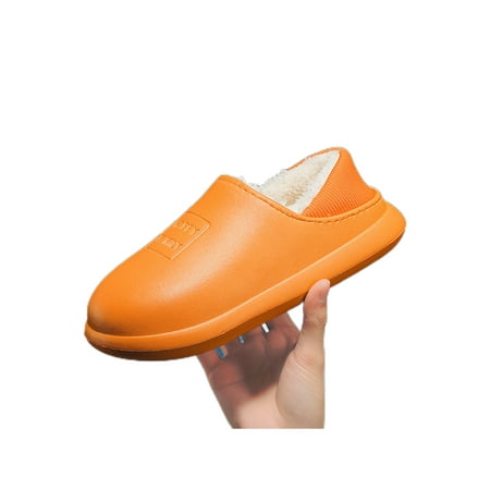 

Tenmix Unisex Anti-Slip Moccasin Slippers Outdoor Warm Slip On Winter Slipper Walking Lightweight Home Shoes Dark Orange 6