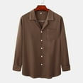 thumbnail image 2 of Ohufall Mens Shirts,Long Sleeve Shirts for Men,Casual Solid Fashion Young Blood Turn-down Collar With Pocket Button Long Sleeve Blouse Tops Shirt, 2 of 4