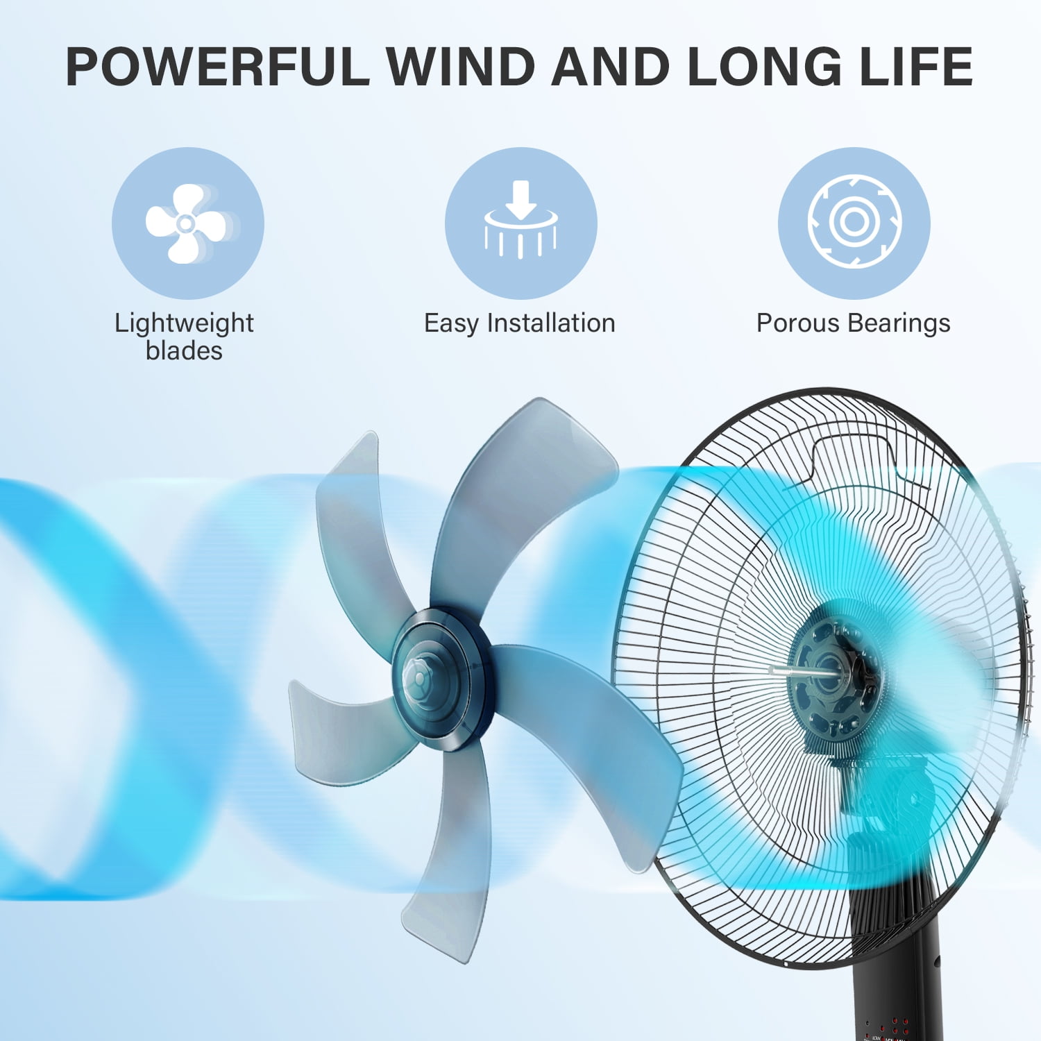 Private Jungle Simple Deluxe Oscillating 16″Adjustable 3 Speed Pedestal Stand Fan with Remote Control for Indoor,Bedroom,Living Room,Home Office,16 Inch(Black)
